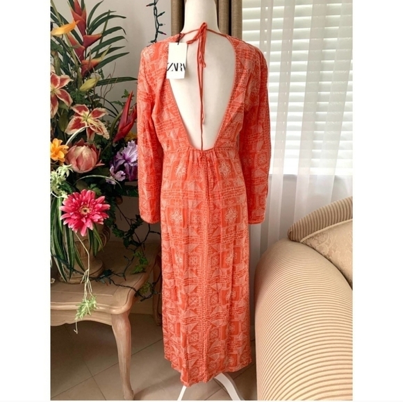 ZARA EMBROIDERED DRESS  Burnt‎ orange | 4786/089 - Picture 7 of 11
